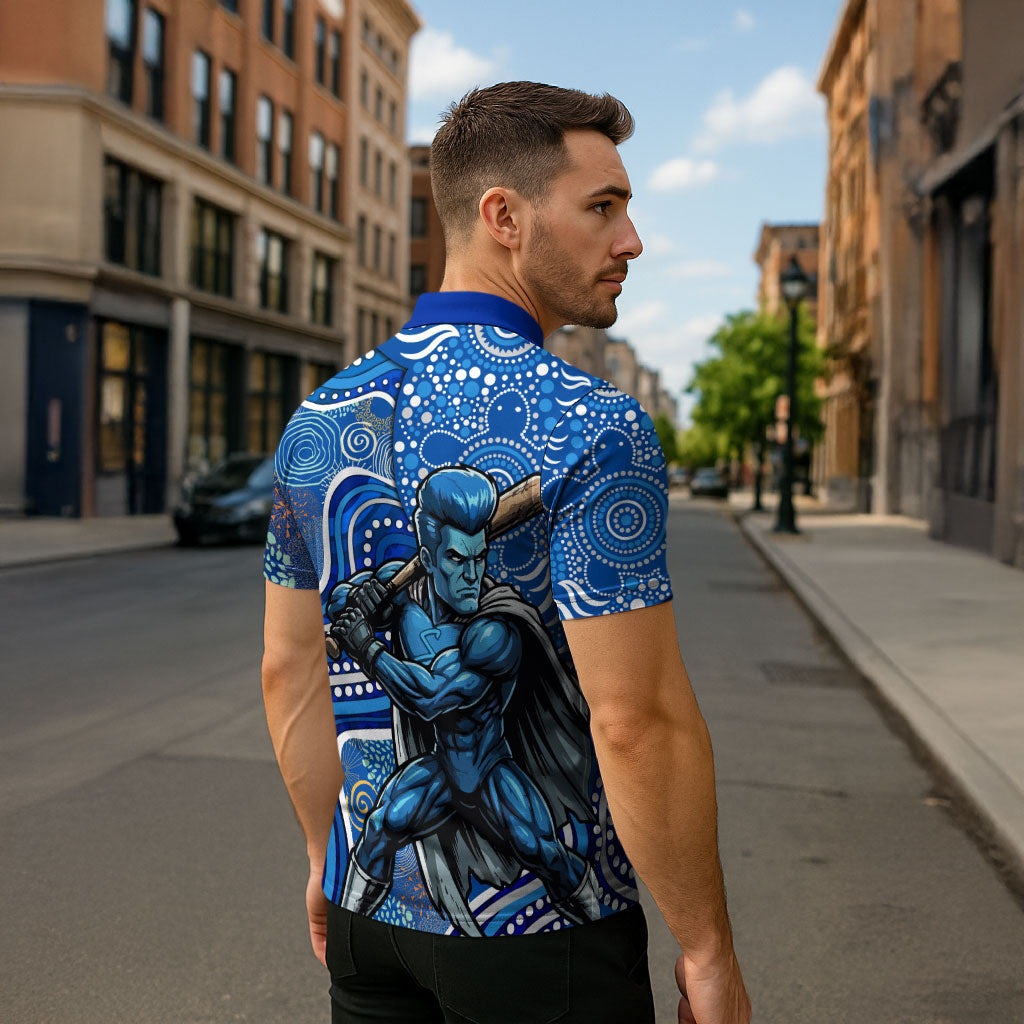 Adelaide Strikers Zipper Polo Shirt Indigenous Dot Art Superhero Batter Tribal Pattern