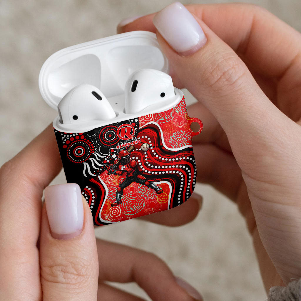 Melbourne Renegades AirPods Case Indigenous Dot Art Superhero Batter Tribal Pattern