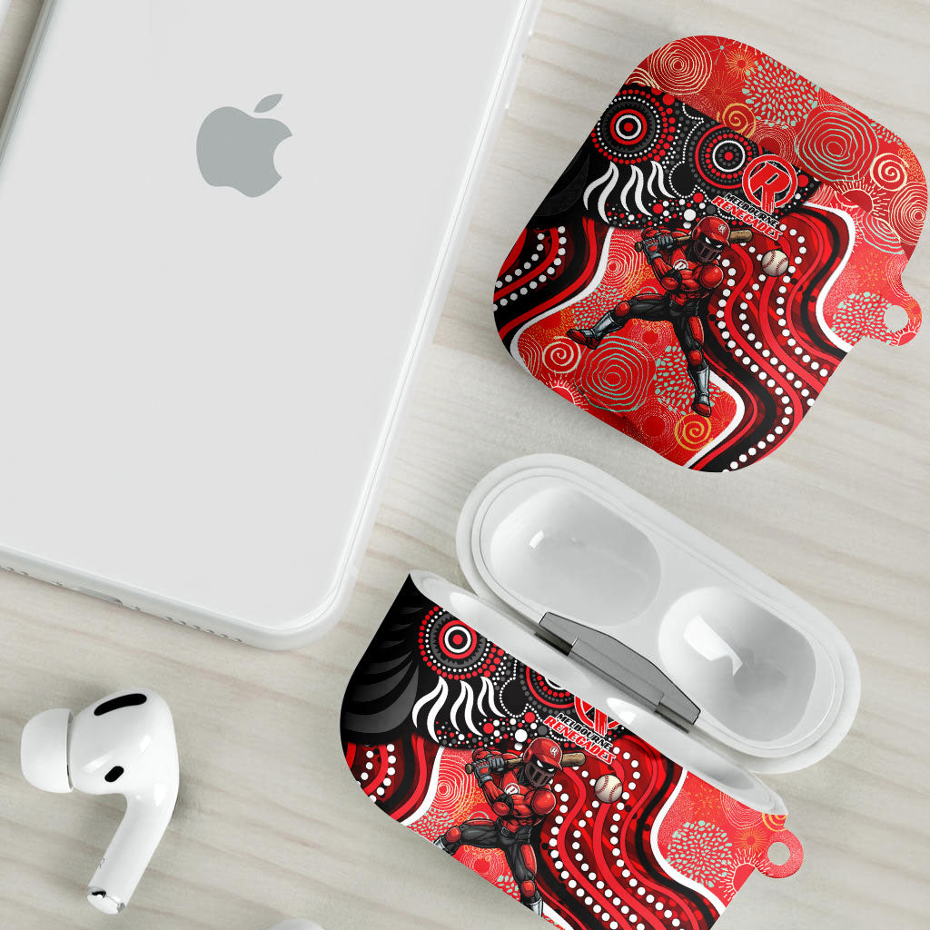 Melbourne Renegades AirPods Case Indigenous Dot Art Superhero Batter Tribal Pattern