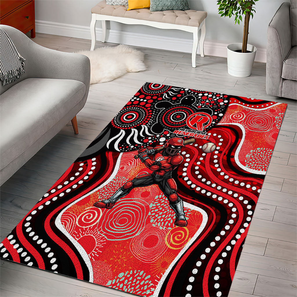 Melbourne Renegades Area Rug Indigenous Dot Art Superhero Batter Tribal Pattern