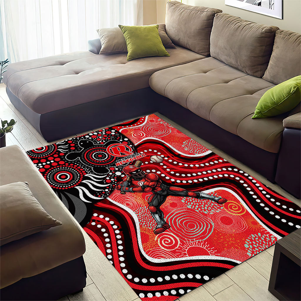 Melbourne Renegades Area Rug Indigenous Dot Art Superhero Batter Tribal Pattern