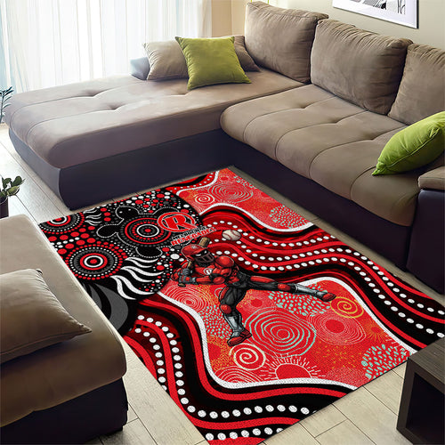 Melbourne Renegades Area Rug Indigenous Dot Art Superhero Batter Tribal Pattern