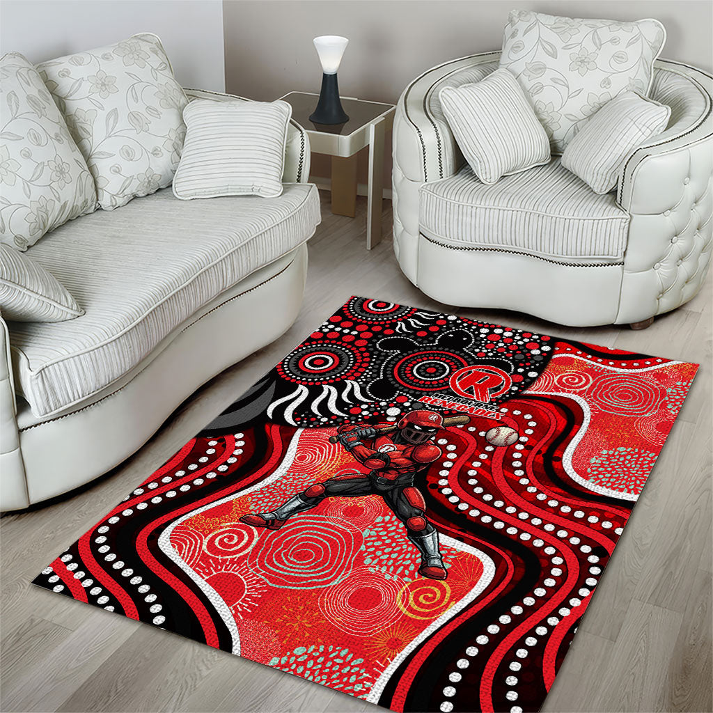 Melbourne Renegades Area Rug Indigenous Dot Art Superhero Batter Tribal Pattern