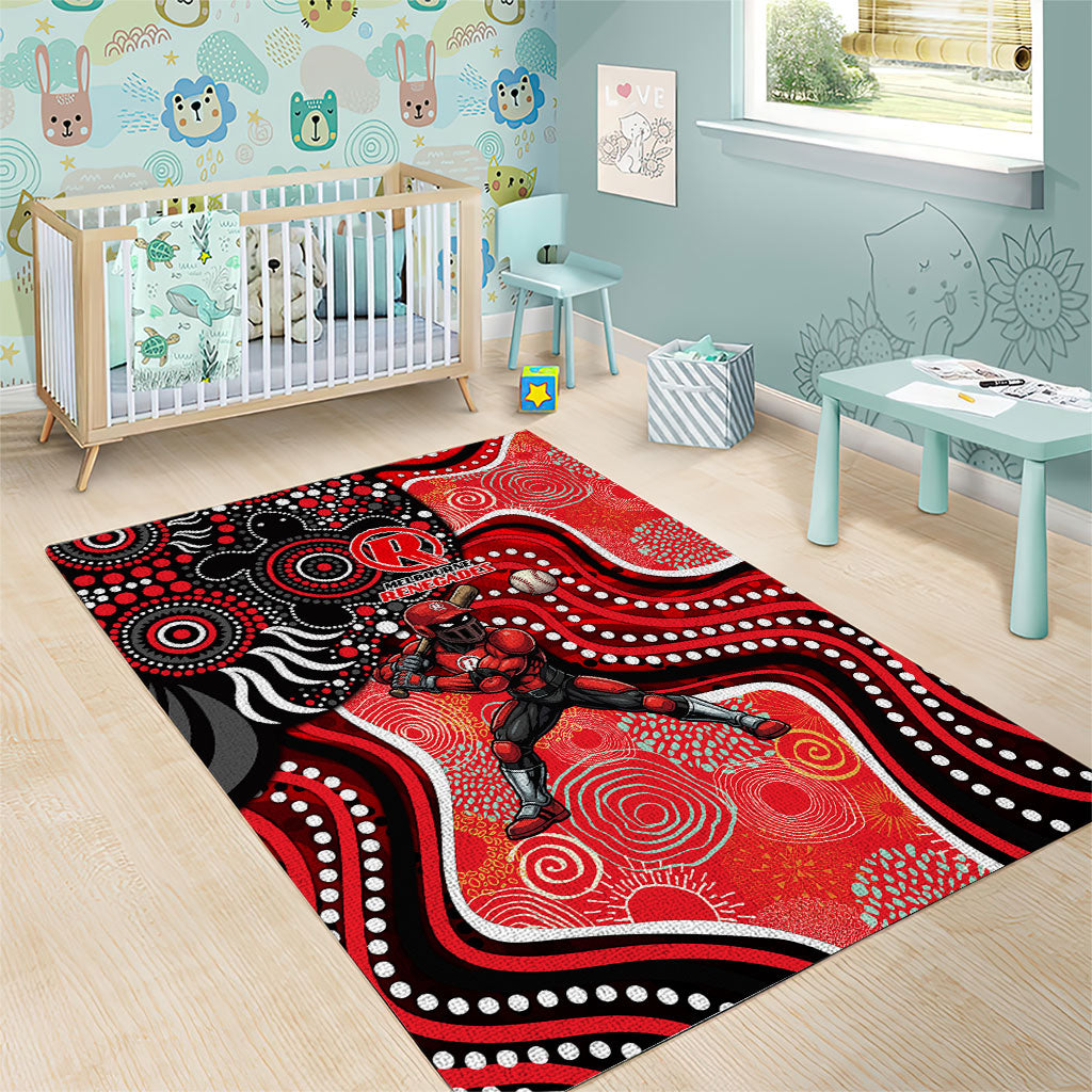 Melbourne Renegades Area Rug Indigenous Dot Art Superhero Batter Tribal Pattern