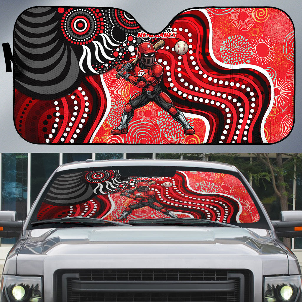 Melbourne Renegades Auto Sun Shade Indigenous Dot Art Superhero Batter Tribal Pattern
