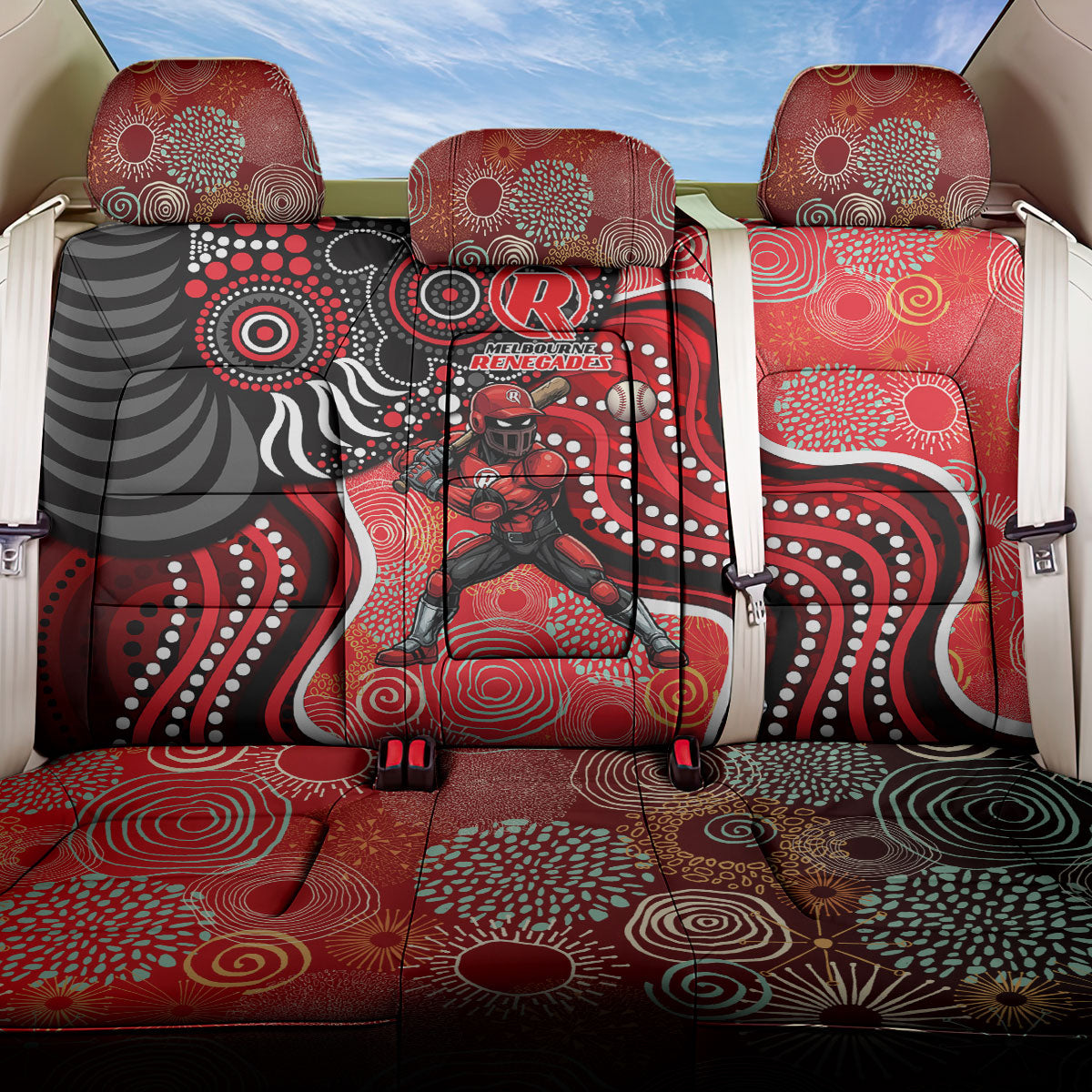 Melbourne Renegades Back Car Seat Cover Indigenous Dot Art Superhero Batter Tribal Pattern