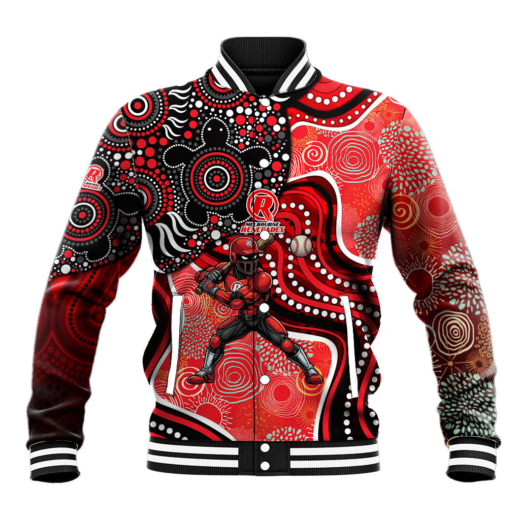 Melbourne Renegades Baseball Jacket Indigenous Dot Art Superhero Batter Tribal Pattern