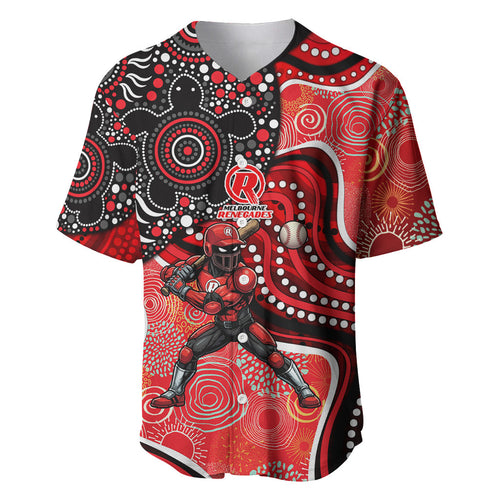 Melbourne Renegades Baseball Jersey Indigenous Dot Art Superhero Batter Tribal Pattern