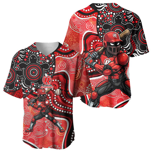 Melbourne Renegades Baseball Jersey Indigenous Dot Art Superhero Batter Tribal Pattern