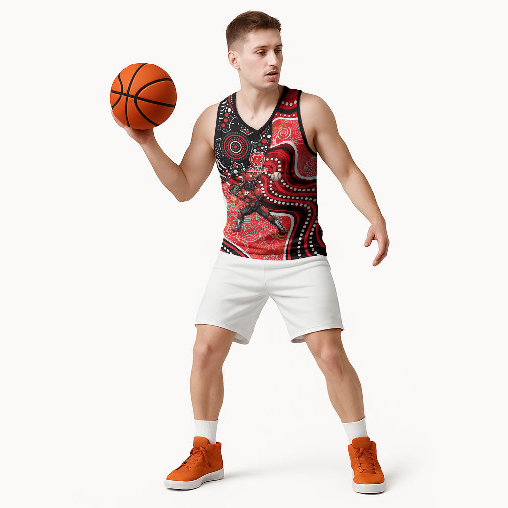 Melbourne Renegades Basketball Jersey Indigenous Dot Art Superhero Batter Tribal Pattern