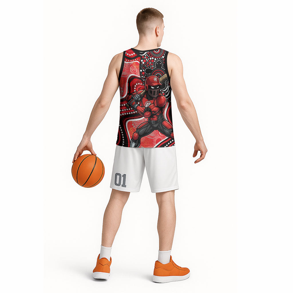 Melbourne Renegades Basketball Jersey Indigenous Dot Art Superhero Batter Tribal Pattern