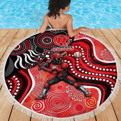 Melbourne Renegades Beach Blanket Indigenous Dot Art Superhero Batter Tribal Pattern