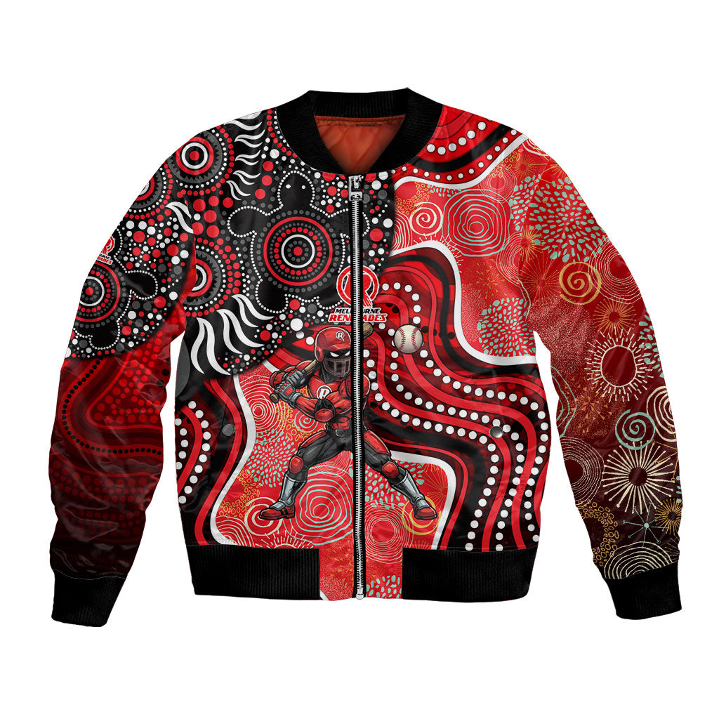 Melbourne Renegades Bomber Jacket Indigenous Dot Art Superhero Batter Tribal Pattern