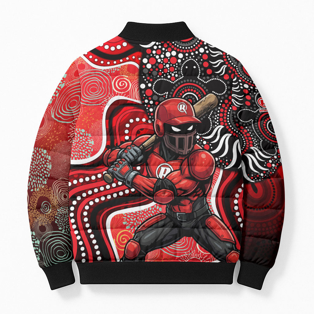 Melbourne Renegades Bomber Puffer Jacket Indigenous Dot Art Superhero Batter Tribal Pattern