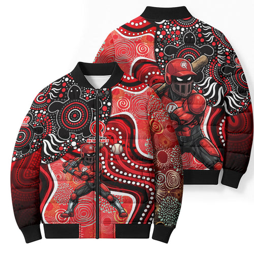 Melbourne Renegades Bomber Puffer Jacket Indigenous Dot Art Superhero Batter Tribal Pattern