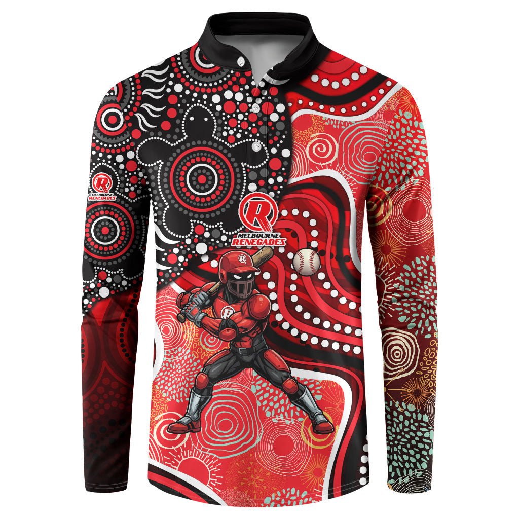 Melbourne Renegades Button Sweatshirt Indigenous Dot Art Superhero Batter Tribal Pattern