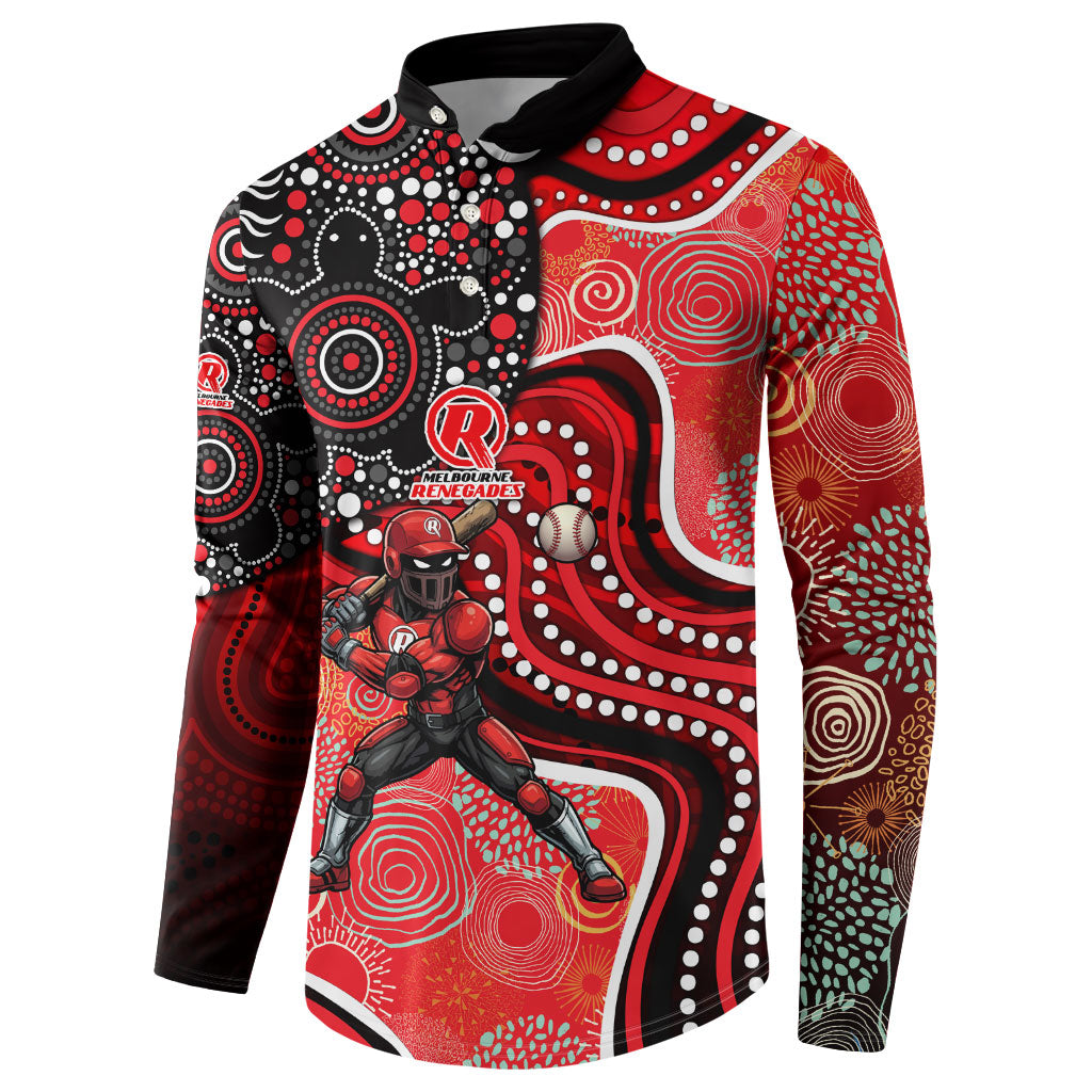 Melbourne Renegades Button Sweatshirt Indigenous Dot Art Superhero Batter Tribal Pattern