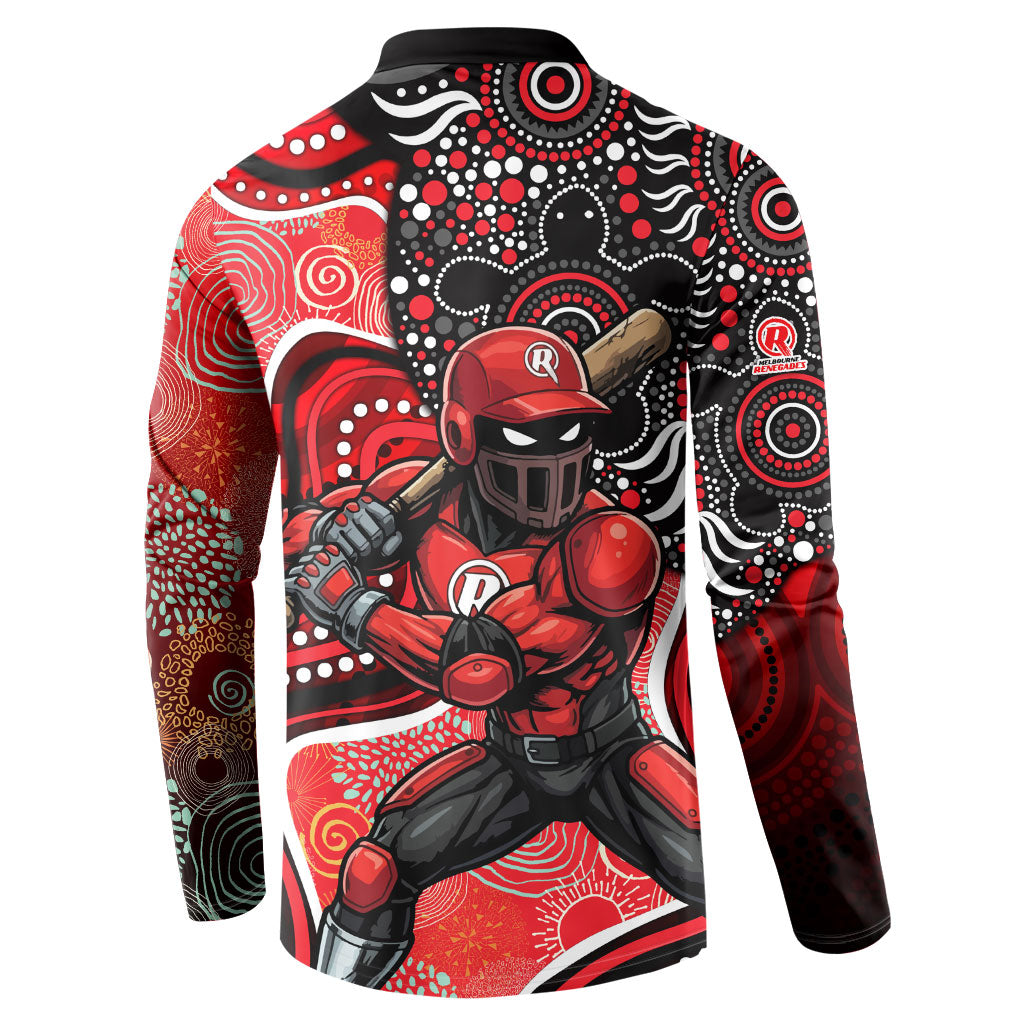 Melbourne Renegades Button Sweatshirt Indigenous Dot Art Superhero Batter Tribal Pattern