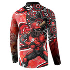Melbourne Renegades Button Sweatshirt Indigenous Dot Art Superhero Batter Tribal Pattern