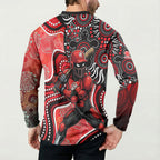 Melbourne Renegades Button Sweatshirt Indigenous Dot Art Superhero Batter Tribal Pattern