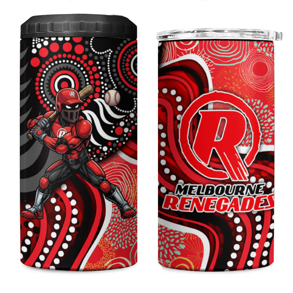 Melbourne Renegades 4 in 1 Can Cooler Tumbler Indigenous Dot Art Superhero Batter Tribal Pattern