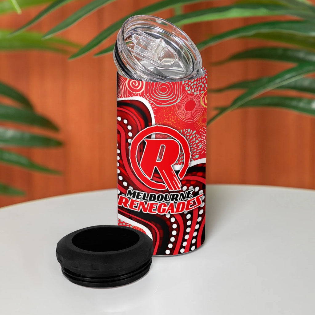 Melbourne Renegades 4 in 1 Can Cooler Tumbler Indigenous Dot Art Superhero Batter Tribal Pattern