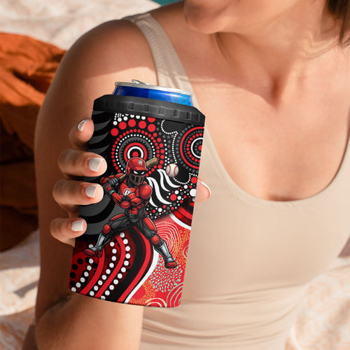 Melbourne Renegades 4 in 1 Can Cooler Tumbler Indigenous Dot Art Superhero Batter Tribal Pattern
