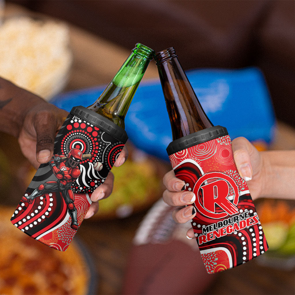 Melbourne Renegades 4 in 1 Can Cooler Tumbler Indigenous Dot Art Superhero Batter Tribal Pattern