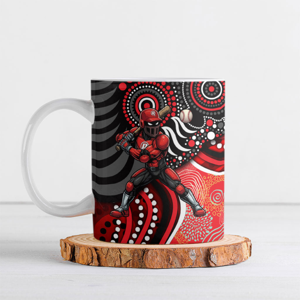 Melbourne Renegades Ceramic Mug Indigenous Dot Art Superhero Batter Tribal Pattern
