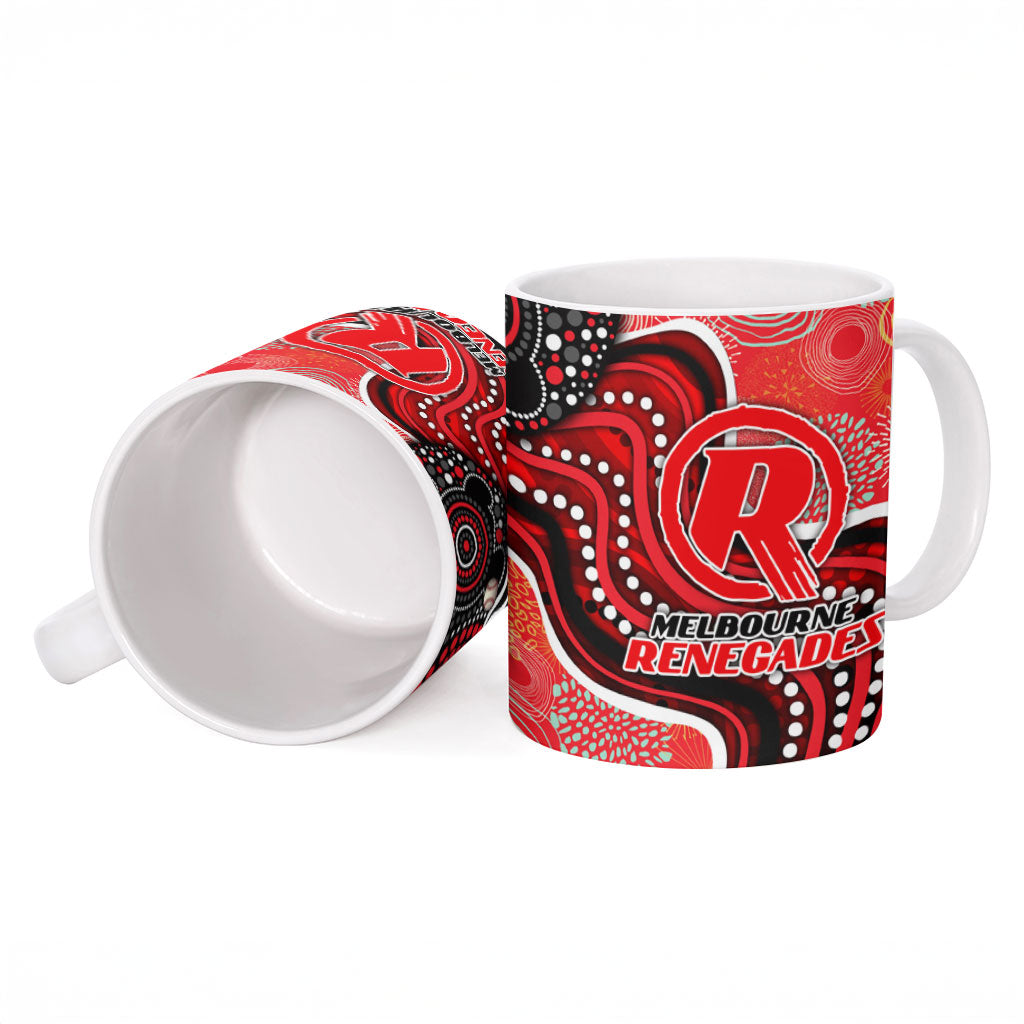Melbourne Renegades Ceramic Mug Indigenous Dot Art Superhero Batter Tribal Pattern