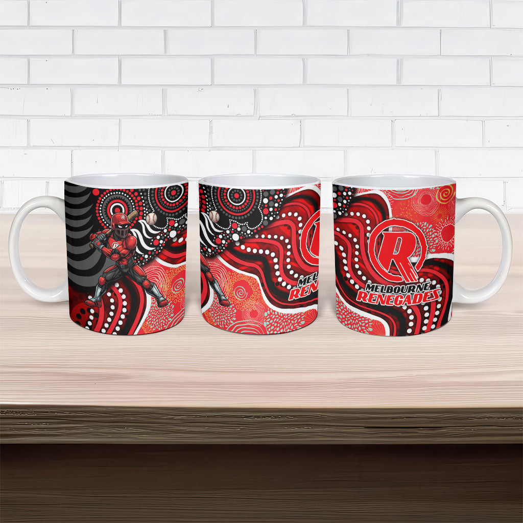 Melbourne Renegades Ceramic Mug Indigenous Dot Art Superhero Batter Tribal Pattern