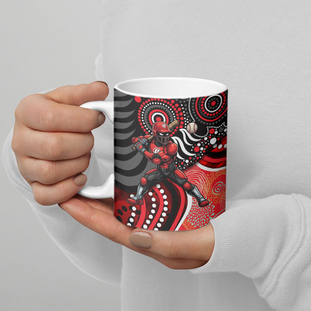 Melbourne Renegades Ceramic Mug Indigenous Dot Art Superhero Batter Tribal Pattern
