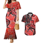 Melbourne Renegades Couples Matching Mermaid Dress and Hawaiian Shirt Indigenous Dot Art Superhero Batter Tribal Pattern