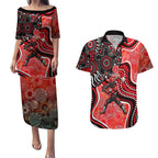 Melbourne Renegades Couples Matching Puletasi and Hawaiian Shirt Indigenous Dot Art Superhero Batter Tribal Pattern