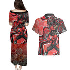 Melbourne Renegades Couples Matching Puletasi and Hawaiian Shirt Indigenous Dot Art Superhero Batter Tribal Pattern