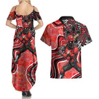 Melbourne Renegades Couples Matching Summer Maxi Dress and Hawaiian Shirt Indigenous Dot Art Superhero Batter Tribal Pattern