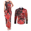 Melbourne Renegades Couples Matching Tank Maxi Dress and Long Sleeve Button Shirt Indigenous Dot Art Superhero Batter Tribal Pattern