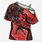 Melbourne Renegades Cross Shoulder Shirt Indigenous Dot Art Superhero Batter Tribal Pattern