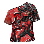 Melbourne Renegades Cross Shoulder Shirt Indigenous Dot Art Superhero Batter Tribal Pattern