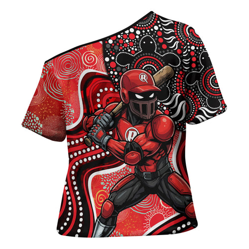 Melbourne Renegades Cross Shoulder Shirt Indigenous Dot Art Superhero Batter Tribal Pattern