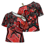 Melbourne Renegades Cross Shoulder Shirt Indigenous Dot Art Superhero Batter Tribal Pattern