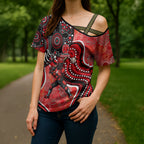 Melbourne Renegades Cross Shoulder Shirt Indigenous Dot Art Superhero Batter Tribal Pattern
