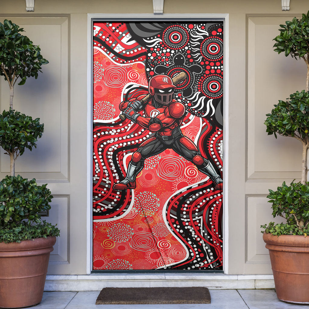 Melbourne Renegades Door Cover Indigenous Dot Art Superhero Batter Tribal Pattern
