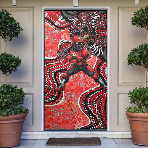 Melbourne Renegades Door Cover Indigenous Dot Art Superhero Batter Tribal Pattern