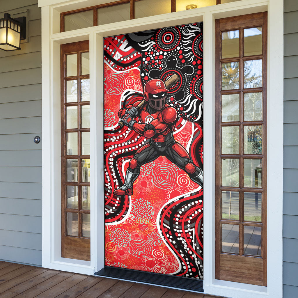 Melbourne Renegades Door Cover Indigenous Dot Art Superhero Batter Tribal Pattern
