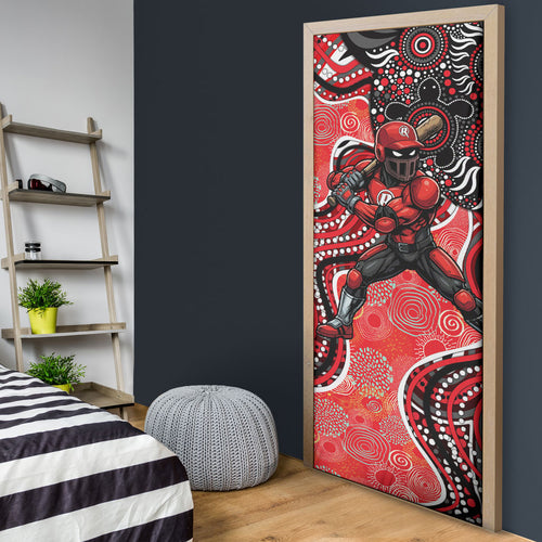 Melbourne Renegades Door Cover Indigenous Dot Art Superhero Batter Tribal Pattern