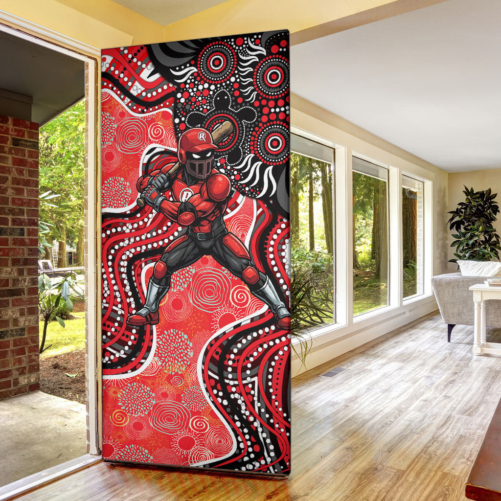Melbourne Renegades Door Cover Indigenous Dot Art Superhero Batter Tribal Pattern