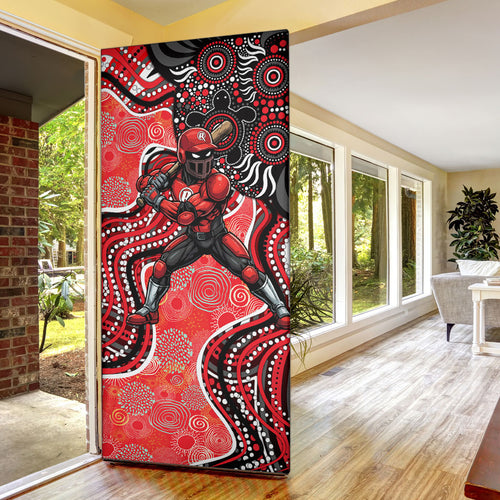 Melbourne Renegades Door Cover Indigenous Dot Art Superhero Batter Tribal Pattern