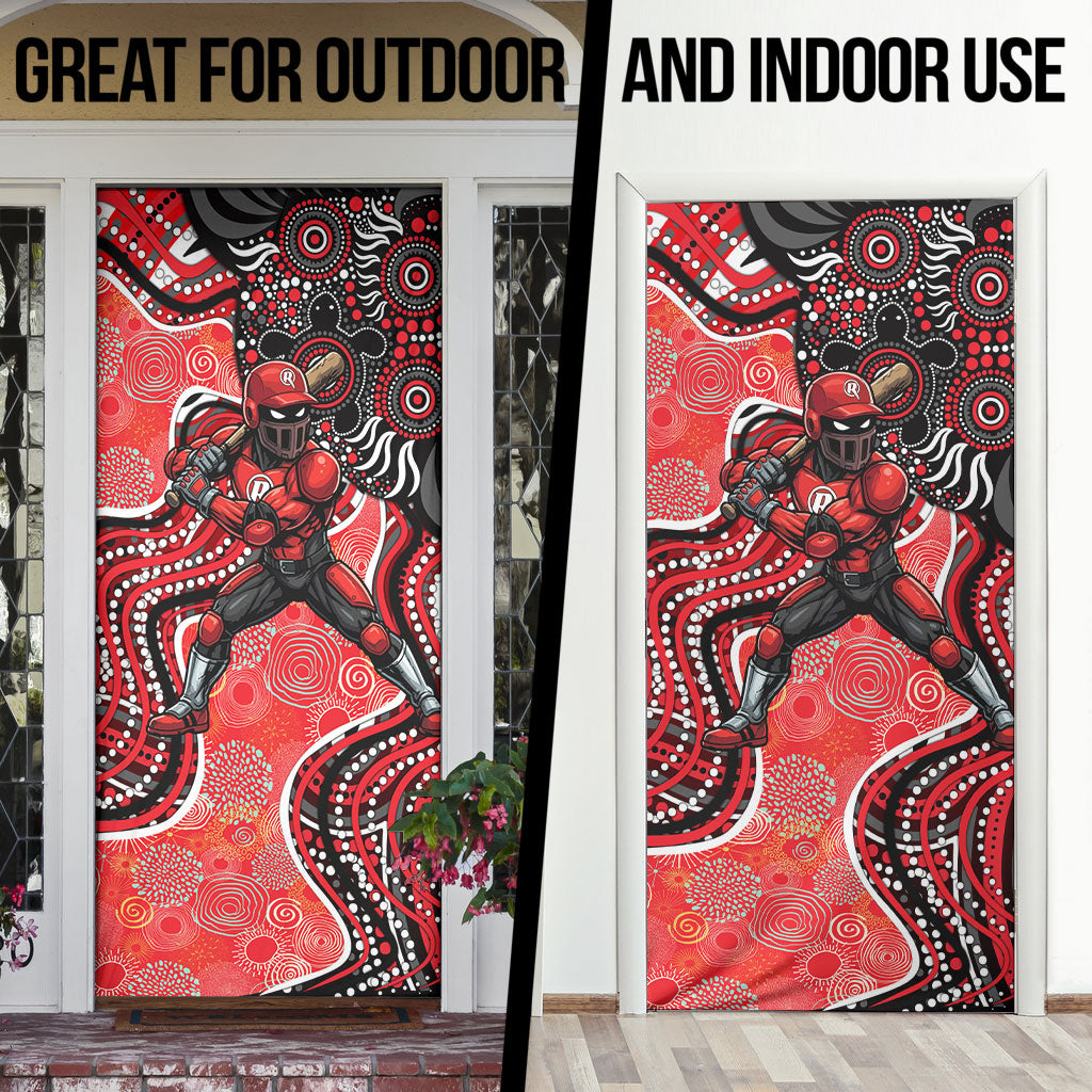Melbourne Renegades Door Cover Indigenous Dot Art Superhero Batter Tribal Pattern