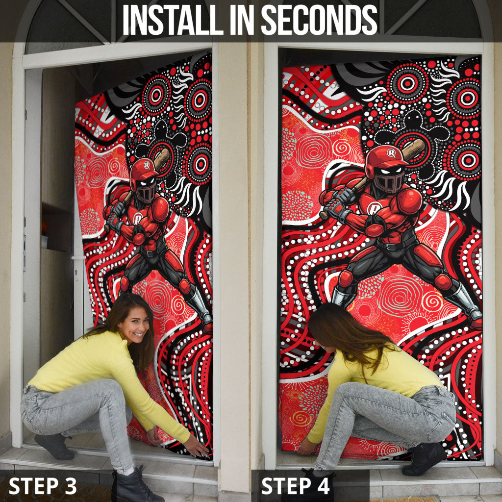 Melbourne Renegades Door Cover Indigenous Dot Art Superhero Batter Tribal Pattern